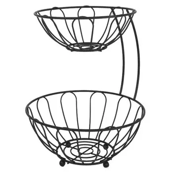 фруктовница TODELIA Black 26х26х32см двойная нерж.сталь