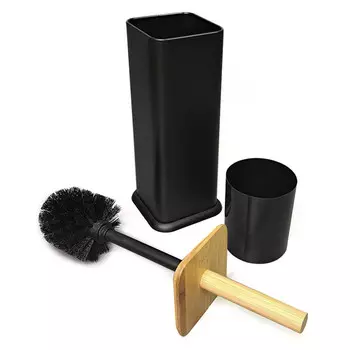 гарнитур для туалета MySpace SW6732CBLB квадрат металл/бамбук/пластик черный