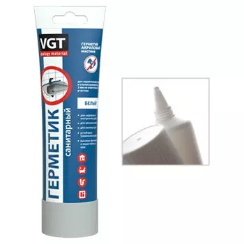 герметик акриловый VGT санитарный туба 0,35кг белый, арт.33677