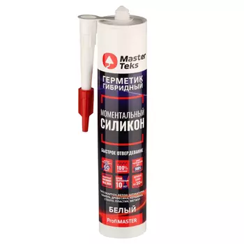 герметик гибридный MASTERTEKS Моментальный Силикон 280мл белый, арт.9613141