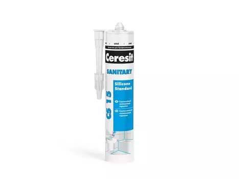 герметик силиконовый CERESIT CS 15 санитарный 280мл прозрачный, арт.1997479