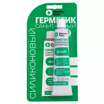 герметик силиконовый MASTERTEKS PM санитарный белый 80мл, арт.9612959