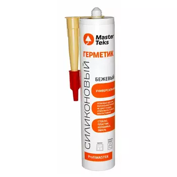 герметик силиконовый MASTERTEKS PM универсальный 290мл бежевый, арт.9610073/9612908