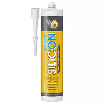 герметик силиконовый V6 санитарный 0,4кг прозрачный , арт.02-03-14