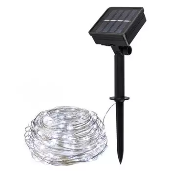 гирлянда 11,9м 100ламп белый на солнечной батерее