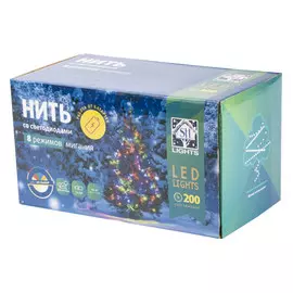 гирлянда 20м 200LED теплый белый на батарейках