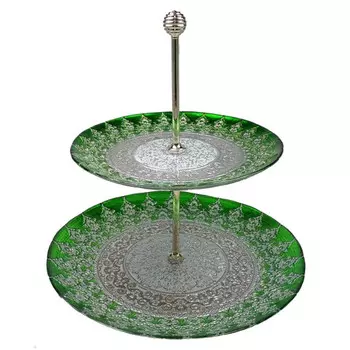 горка AKCAM Хюррем изумруд 2-х ярусная 21/28см 32см стекло