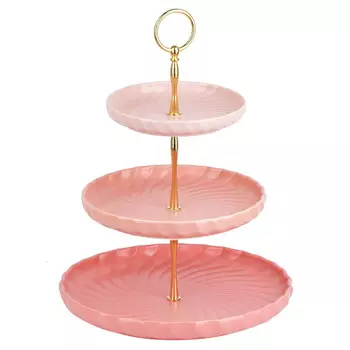 горка NOUVELLE HOME Fresh Taste Pink 3-х ярусная 15/20,5/26 см 34см фарфор