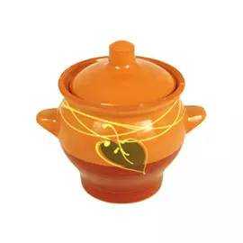 горшочек для запекания Лист, с ручками, с крышкой, 0,65 л, 12 см, керамика, в асс-те