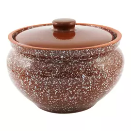 горшочек для запекания ЛОМОНОСОВСКАЯ КЕРАМИКА, Мрамор коричневый, 1,5 л, 18 см, керамика, с крышкой