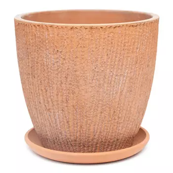 горшок бетонный с поддоном Гамбург бутон 13л d30см терракот