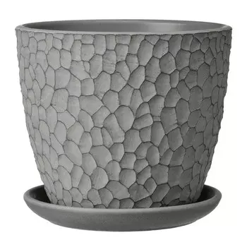 горшок бетонный с поддоном Манго 8л d25см h23см бутон