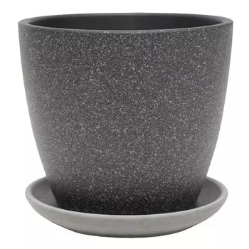 горшок бетонный с поддоном Спрей бутон 1,3л d15 h13 черный