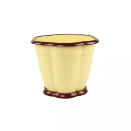 горшок цветочный Восторг, диаметр 21 см, 3 л, с поддоном, светло-желтый