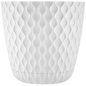 горшок для цветов InGreen Wave с дренажной сеткой и съемным поддоном 10л d270мм белоснежный жасмин