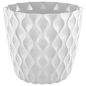 горшок для цветов InGreen Wave с дренажной сеткой и съемным поддоном 0,65л d115мм белоснежный жасмин