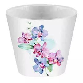 горшок двойной London Deco Орхидея голубая 1,6л d16см h14,5см белый пластик