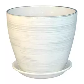 горшок керамический Бутон, диаметр 12 см, 1 л, цвета белый, серебро