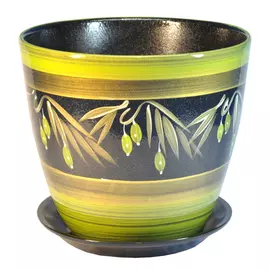 горшок керамический Бутон Оливки, диаметр 21 см, 5,4 л, цвета черный, зеленый