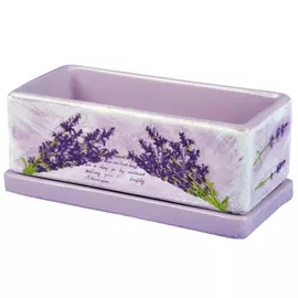 горшок керамический Кактусник 24х12х9 см, 1,4 л, белый с лавандой