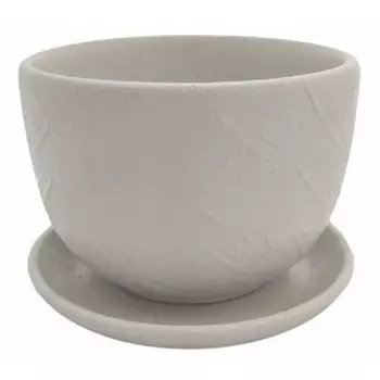 горшок керамический с поддоном 0,5 л светло-серый