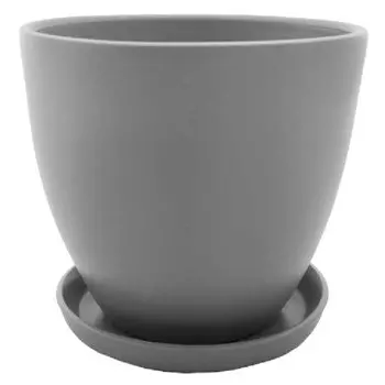 горшок керамический с поддоном 2,4 л серебристо-серый