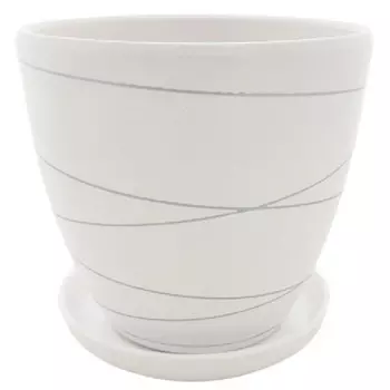 горшок керамический с поддоном 2,4 л белый