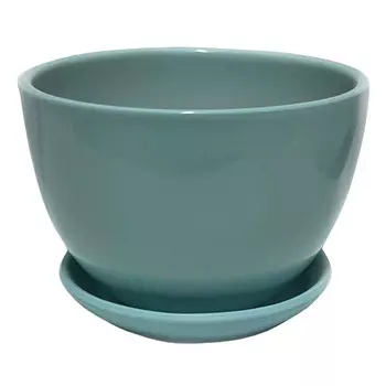 горшок керамический с поддоном 2,4л d20см h16см бирюзовый