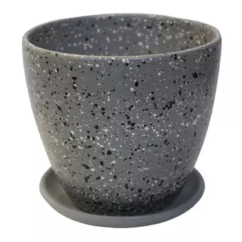 горшок керамический с поддоном Гранит 1,4л d14см серый