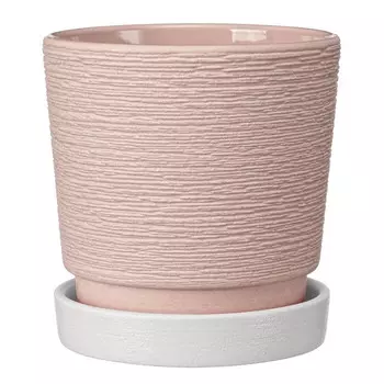 горшок керамический с поддоном нест розовый D135 платан 0,9л