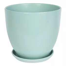 горшок керамический с поддоном Овал 2,4л d18см h15,5см светло-голубой