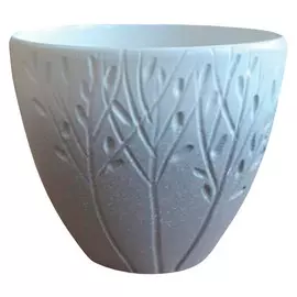 горшок керамический с поддоном Овал Орнамент 1,8л d16см h14см бело-серый