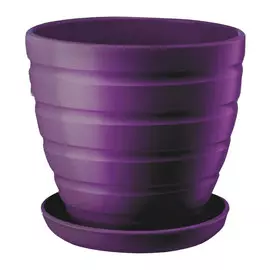 горшок керамический с поддоном Рельеф 1л d13см h10,5см пурпурно-фиолетовый