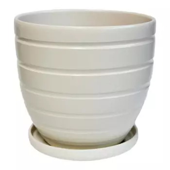 горшок керамический с поддоном Рельеф 4,7л d21см жемчуг
