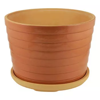 горшок керамический с поддоном Риф, диаметр 22 см, 3,5 л, светло-коричневый