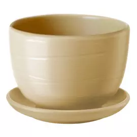 горшок керамический с поддоном Шар Спираль 1,05л d14см h12см слоновая кость