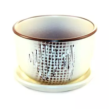 горшок керамический с поддоном Волны, 0.5 л, бежевый