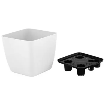 горшок с дренажной вставкой InGreen Vienna 1,5л квадратный белоснежный жасмин