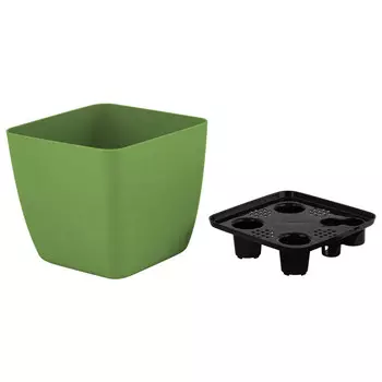 горшок с дренажной вставкой InGreen Vienna 1,5л квадратный оливковый