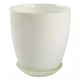 горшок с поддоном 2л d16см h17см белый стекло