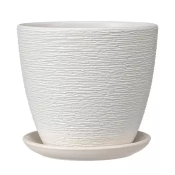 горшок с поддоном Гнездо 8л бетон белый бутон