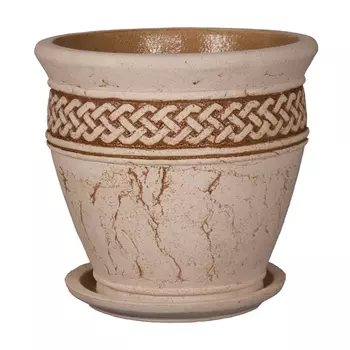 горшок с поддоном Ламия 15л 34х33см молочный шамот