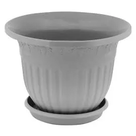 горшок с поддоном Лозанна 11л d33см h26см серый пластик