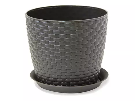 горшок с поддоном Ротанг 3л d18см h15,8см темно-коричневый пластик