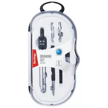 готовальня Berlingo Expert 6 предметов циркуль 135мм пластиковый футляр