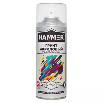 грунт аэрозольный HAMMER универсальный акриловый 520мл черный, арт.340407
