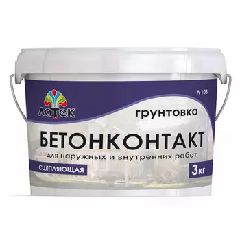 грунт акриловый ЛАТЕК Л103 БетонКонтакт 3кг, арт. 4607067846419
