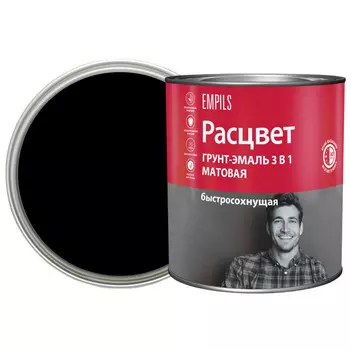 грунт-эмаль быстросохнущая РАСЦВЕТ матовая черная 2,7кг, арт.82709