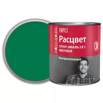 грунт-эмаль быстросохнущая РАСЦВЕТ матовая зеленая 2,7кг, арт.82701