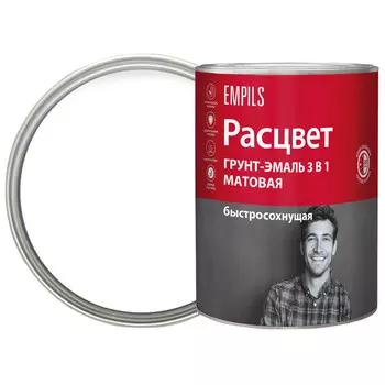 грунт-эмаль быстросохнущая РАСЦВЕТ матовый белый 0,9кг, арт.82691